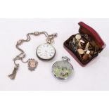 Vintage football themed fob watch together with a Victorian silver pocket watch on chain and a box