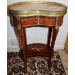 Nineteenth century-style French kidney-shaped side table with marble top and pierced gallery above