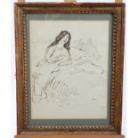 Théophile-Alexandre Steinlen (1859 - 1923), pen and ink - Surprised Girl in Bed, circa 1890,