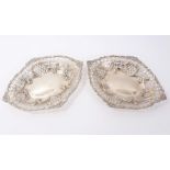 Pair of Victorian pierced oval dishes by William Comyns (London 1891) with pierced borders,