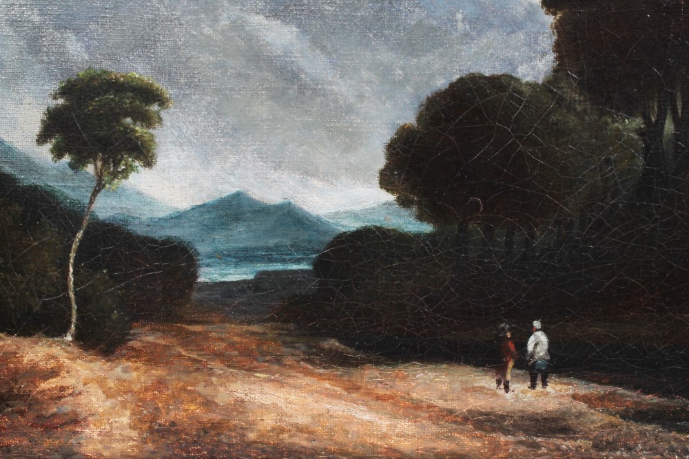Continental school (late 18th / early 19th century) oil on canvas, figures in a wooded landscape, - Image 2 of 3