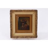 After David Teniers, antique oil on board - portrait of a gentleman, in gilt frame, 8.5cm x 7.