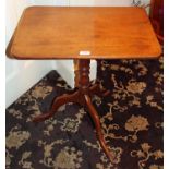 Victorian mahogany tripod wine table with rounded rectangular top, on turned column and tripod base,