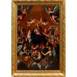 Eighteenth century Continental School oil on panel - The Assumption, 102cm x 68cm,