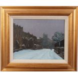 John Foulger (1942 - 2007), Arundel under snow, signed, dated 1988, framed,
