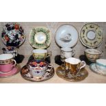 Good collection of nineteenth / twentieth century porcelain tea cups and saucers including Spode,