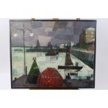 Attributed to Henry Collins (1910 - 1994), oil on board - The Harbour, framed,