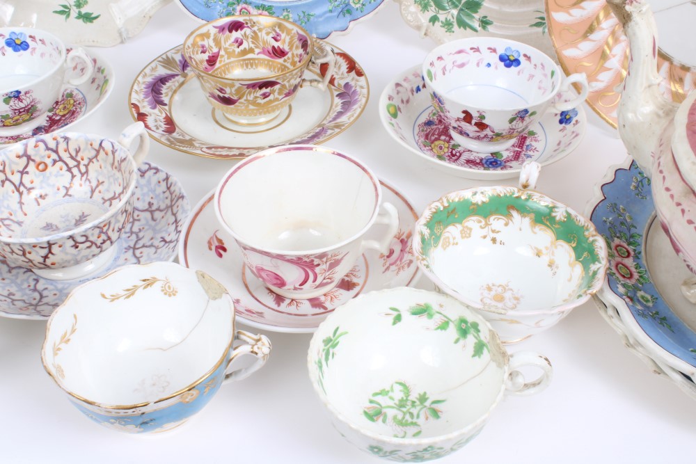 Decorative 19th century English porcelain including lustreware teapot and various tea wares - Image 8 of 10