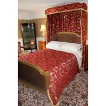 Late nineteenth / early twentieth century French gilt painted double bed with bergere panels with