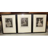 Collection of nine late Victorian black and white photogravures after the original mezzotints by