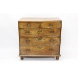 Mid-18th century fruitwood chest of drawers with caddy moulded top and two short over three long