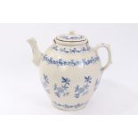 Extremely large Victorian teapot transfer decorated with blue sprigs,
