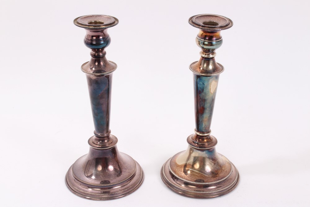 Pair of Georgian-style silver candlesticks (E.V.