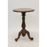 Victorian walnut occasional table on spiral twist column and cabriole legs