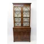 19th century mahogany bookcase with astragal glazed top and drawer with cupboard below,