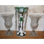 Pair of cut glass vases of campana form, 23cm high,