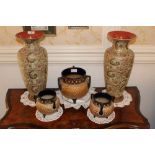 Pair of Doulton Slaters patent baluster vases, 41cm high,