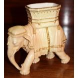 Late Victorian Royal Worcester blush ivory spill vase in the form of an elephant,