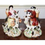 Pair of mid nineteenth century Derby porcelain figures of the Tailor and his Wife,