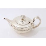 William IV silver teapot by Joseph Angel & Joseph Angel, of squat ribbed form,