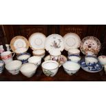 Collection of eighteenth and early nineteenth century English tea bowls, tea cups and saucers,