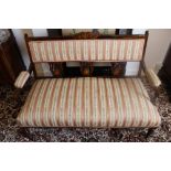 Edwardian inlaid rosewood salon suite comprising sofa and pair of armchairs,