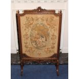 Late nineteenth / early twentieth century French walnut framed fire screen with tapestry panel,