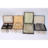 Set of twelve late Victorian silver teaspoons and tongs in original fitted case,