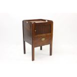 Georgian mahogany tray-top bedside commode with tambour slide