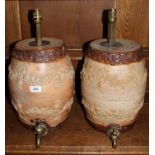Pair of 19th century stoneware barrels (one in stables) converted to lamps