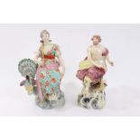 Pair of Chelsea-style porcelain figures of Neptune and Juno by Sampson, anchor marks,