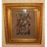 Pair of early twentieth century needlework panels with floral design ,