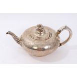 Victorian silver teapot of squat form with all-over engraved decoration, (London 1861),