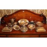 Mixed lot of silver plate to include tea sets, trays, tazza,