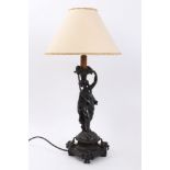 19th century continental bronze modelled on a classical figure on foliate base,