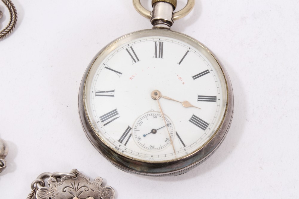 Vintage football themed fob watch together with a Victorian silver pocket watch on chain and a box - Image 6 of 9