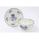 18th century Worcester blue and white porcelain slop bowl on stand,