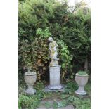 Collection of various garden statuary to include bird baths,