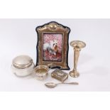 Silver photograph frame together with sundry other silver including spill vase,