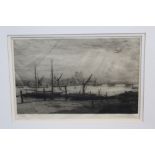 Charles Henry Baskett (1872 - 1953), signed etching and aquatint - Rochester Harbour,