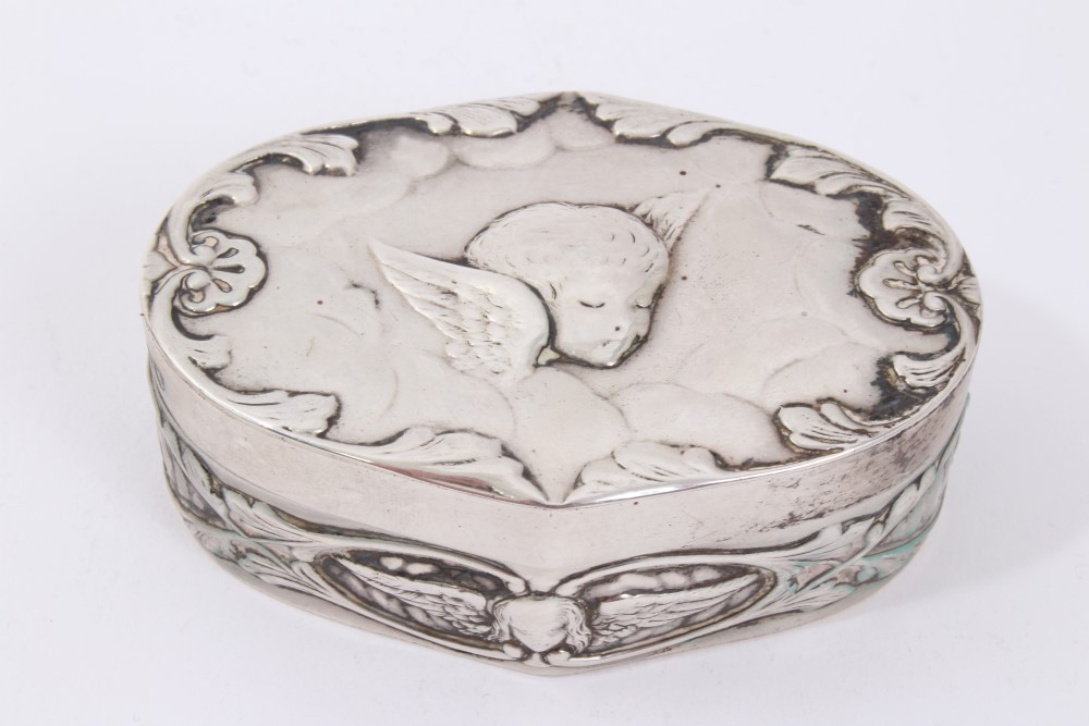 Early 20th century Continental green enamelled silver box of circular form with engine-turned - Image 3 of 11