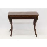 Unusual Regency mahogany Kingwood crossbanded and ebony lined inlaid tea table,