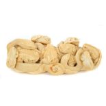 Fine late 19th century Japanese carved ivory okimono of a writhing group of snakes,