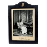 HM Queen Elizabeth II, signed presentation portrait photograph of Her Majesty seated,