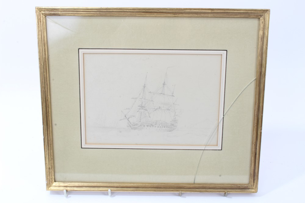 Attributed to Edward Duncan (1803 - 1882), pencil and wash sketch of a Continental fishing boat, - Image 5 of 8