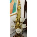 Neoclassical style gilt ormolu wall light with central swag with five scrolling arms each with