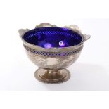 George V silver rose bowl of circular form, with pierced decoration and flared rim,