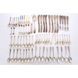 Large selection of Georgian and later silver flatware - including fruit knives and forks,