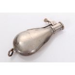 Early 20th century silver miniature powder flask with suspension ring (Chester date mark rubbed),