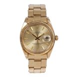 Gentlemen's Rolex Oyster Perpetual Date 14ct gold wristwatch,